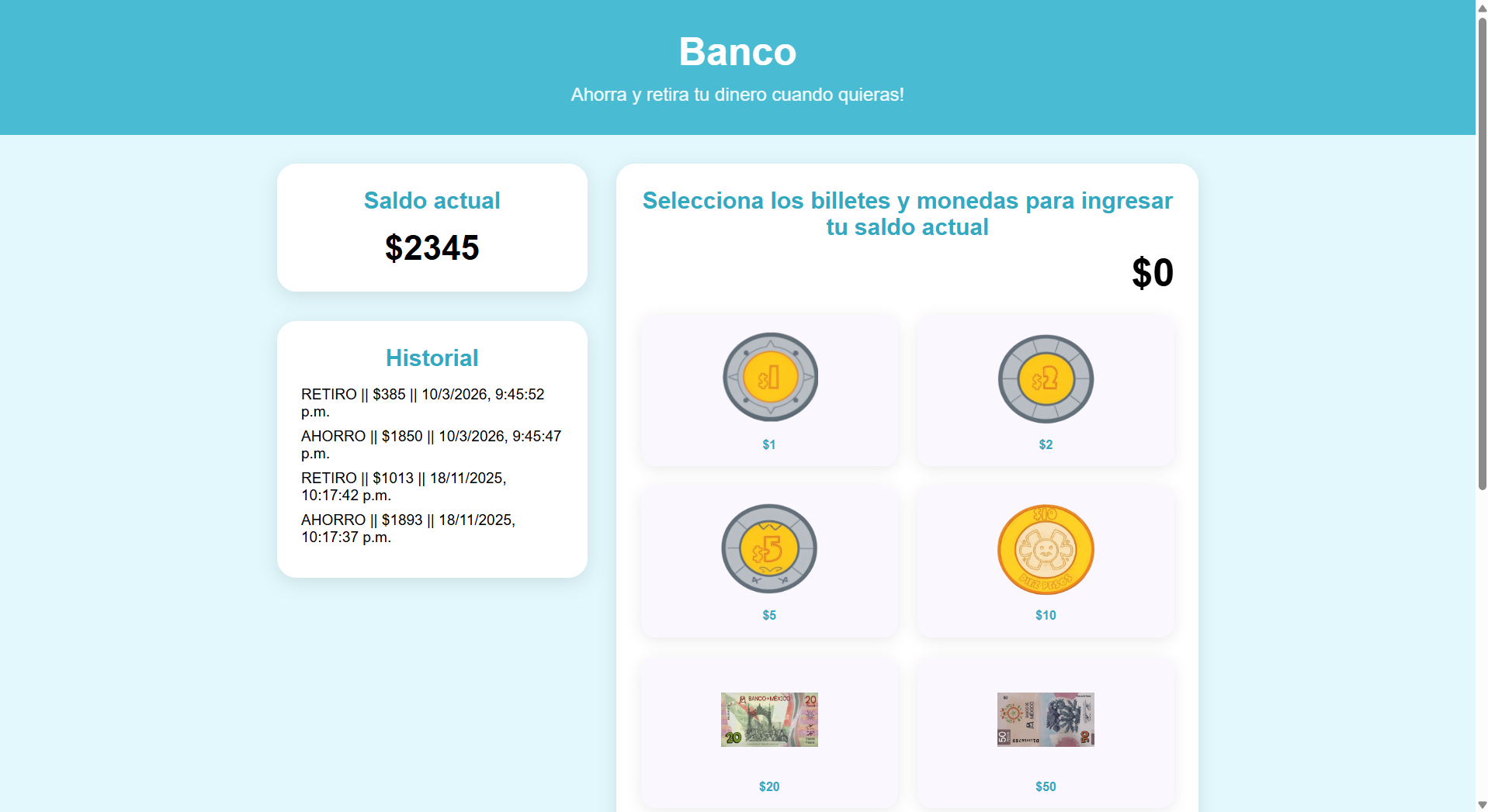 Vista previa de Bank Simulator