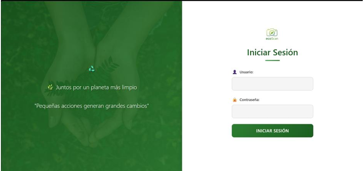 Pantalla de inicio de sesión de ecoScan