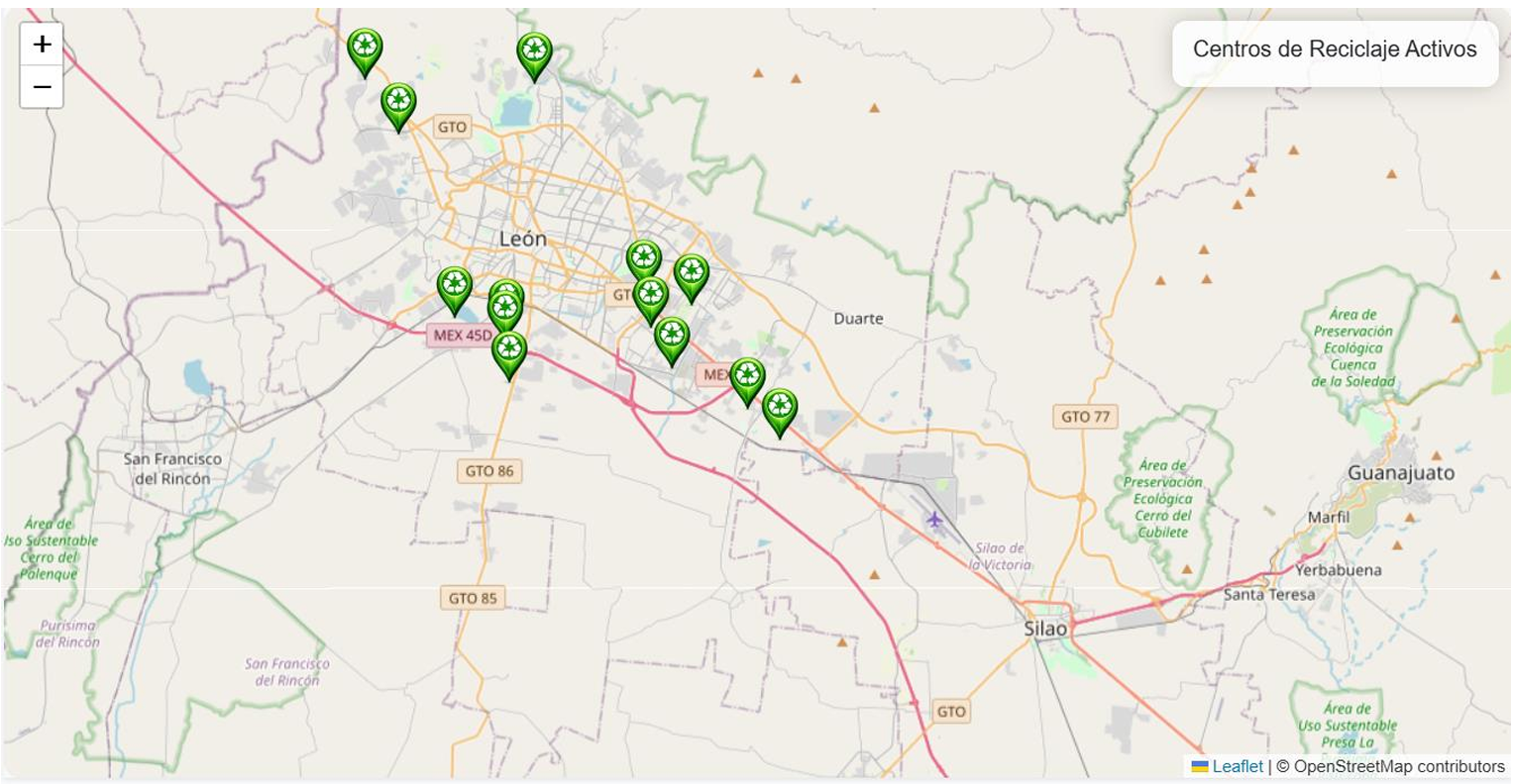 Mapa de centros de reciclaje de ecoScan